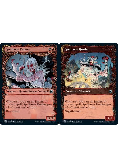 (英)【Foil】ルーン綴りの絵描き / Spellrune Painter - ルーン綴りの咆哮獣 / Spellrune Howler ★ショーケース枠★(秋分カード) 【MID】 No.295