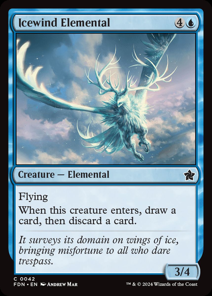 (英)【Foil】氷風の精霊 / Icewind Elemental【FDN】 No.042