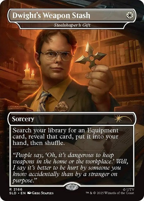 (英)【Foil】Dwight's Weapon Stash[鋼打ちの贈り物 / Steelshaper's Gift]【SLD】 Secret Lair x The Office: Dwight's Destiny? No.2166