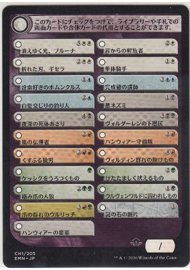 (日)異界月 チェックリスト・カード / Eldritch Moon Checklist Card【EMN-TOKEN】 No.CH1