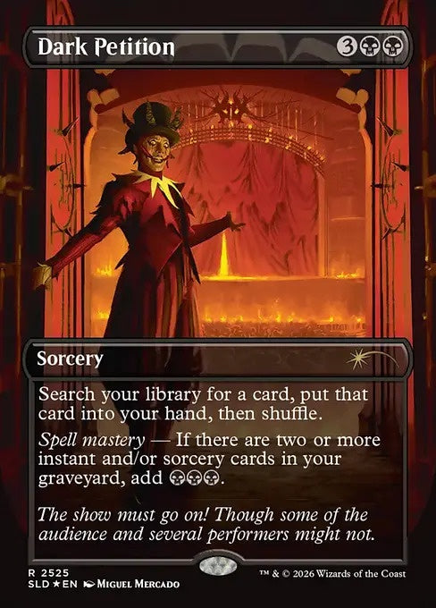 (英)【Foil】闇の誓願 / Dark Petition ★ボーダーレス★【SLD】Secret Lair: VIVA LAS RAKDOS No.2525