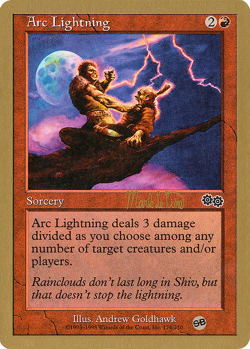 (英)弧状の稲妻 / Arc Lightning【WC99】 World Championship Decks 1999 Mark Le Pine サイドボード 金枠 No.021