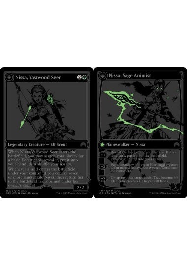 (英)【Foil】巨森の予見者、ニッサ / Nissa, Vastwood Seer - 精霊信者の賢人、ニッサ / Nissa, Sage Animist【PRM】SDCC2015プロモ No.019