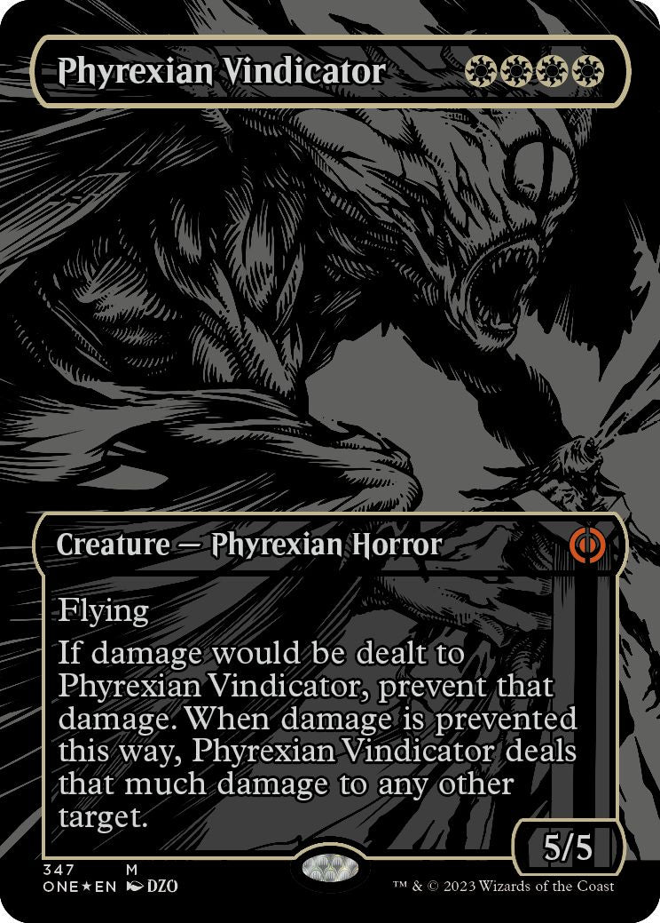 (英)【オイルスリックFoil】ファイレクシアの立証者 / Phyrexian Vindicator【ONE】 No.347