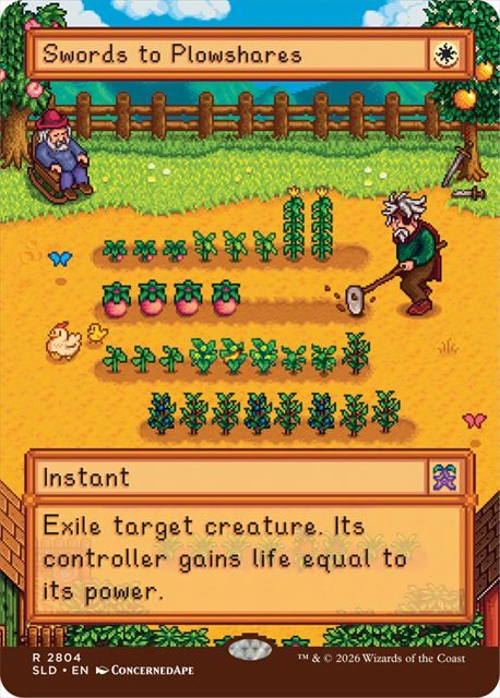 (英)【Foil】剣を鍬に / Swords to Plowshares ★ボーダーレス★ 【SLD】 Secret Lair x Stardew Valley: Welcome to Stardew Valley No.2804