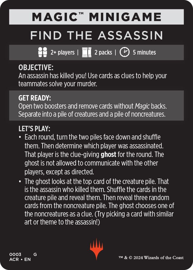 (英)ミニゲーム・カード(アサシンを探せ) / Minigame Card(Find the Assassin)【ACR-MINIGAME】 No.003