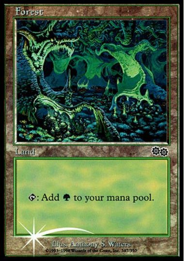(英)【Foil】森 / Forest【PRM】Urza's Saga アリーナプロモ No.021