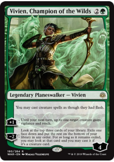 (英)【Foil】野獣の擁護者、ビビアン / Vivien, Champion of the Wilds【WAR】 No.180