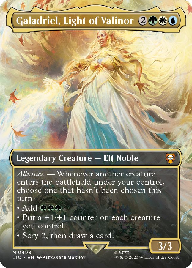 (英)【Foil】Galadriel, Light of Valinor ★ボーダーレス★(シーン・カード) 【LTC】 No.498