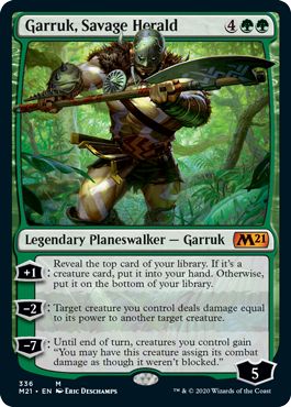 (英)【Foil】野蛮な伝令、ガラク / Garruk, Savage Herald【M21】プレインズウォーカーデッキ収録 No.336