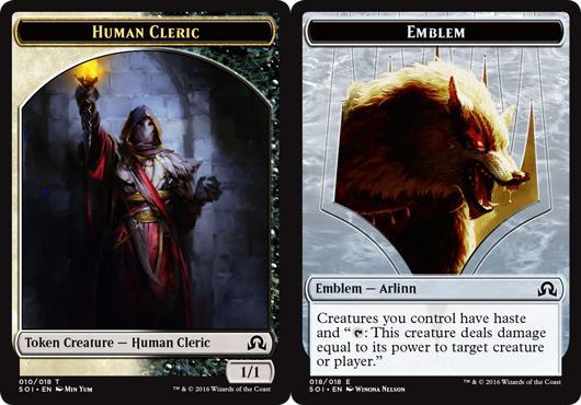(英)人間・クレリックトークン / Human Cleric Token No.SOI-010 - 紋章 - 月の抱擁、アーリン / Emblem - Arlinn, Embraced by the Moon【SLD-C23-01】 From Cute to Brute No.SOI-013