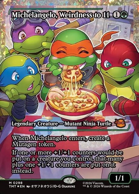 (英)【フラクチャーFoil】ぶっとび全開、ミケランジェロ / Michelangelo, Weirdness to 11 ★ショーケース枠★(ジャパン・ショーケース) 【TMT】 No.298