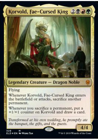 (英)フェイに呪われた王、コルヴォルド / Korvold, Fae-Cursed King【ELD】 Brawlデッキ収録 No.329