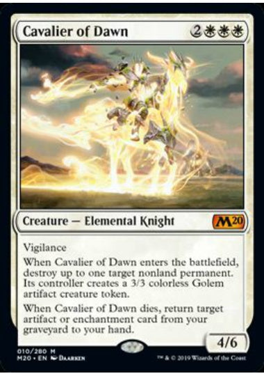 (英)【Foil】暁の騎兵 / Cavalier of Dawn【M20】 No.010