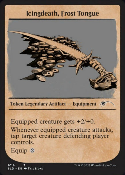 (英)【Foil】霜の舌、アイシングデストークン / Icingdeath, Frost Tongue Token【SLD】Secret Lair x BEADLE & GRIMM'S: HERE BE DRAGONS No.1019