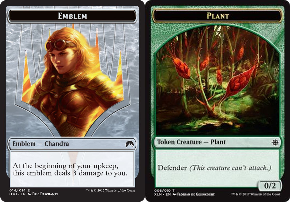 (英)紋章 - 燃え盛る炎、チャンドラ / Emblem - Chandra, Roaring Flame No.ORI-014 - 植物トークン / Plant Token【SLD-C23-01】 From Cute to Brute No.XLN-006