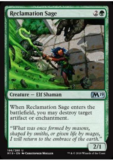 (英)【Foil】再利用の賢者 / Reclamation Sage【M19】 No.196