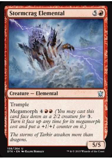 (英)【Foil】嵐の岩山の精霊 / Stormcrag Elemental【DTK】 No.158