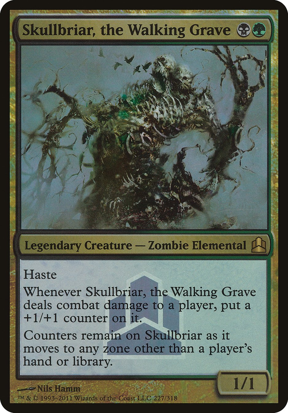 (英)【Foil】歩く墓場、髑髏茨 / Skullbriar, the Walking Grave【PRM】発売記念パーティプロモ 【大判カード】 No.268