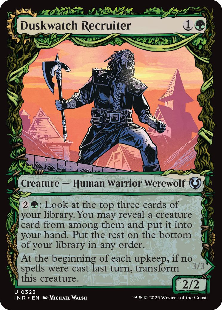 (英)【Foil】薄暮見の徴募兵 / Duskwatch Recruiter - 爪の群れの咆哮者 / Krallenhorde Howler ★ショーケース枠★(秋分カード) 【INR】 No.323