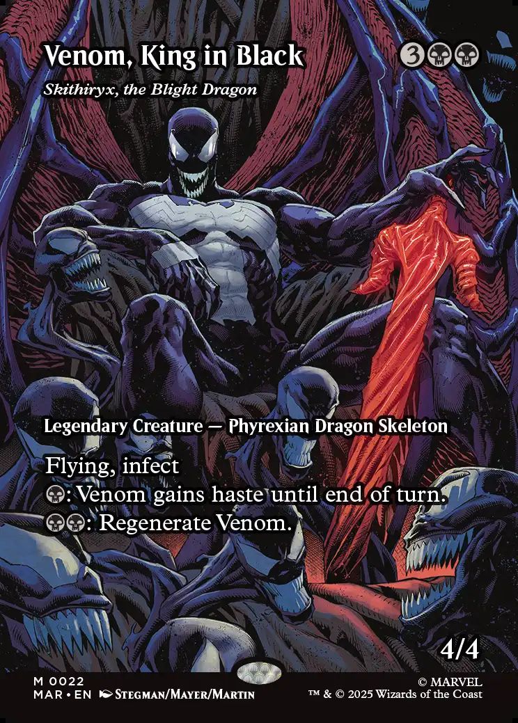 (英)キング・イン・ブラック、ヴェノム / Venom, King in Black[荒廃のドラゴン、スキジリクス / Skithiryx, the Blight Dragon] ★ボーダーレス★(「マーベル・マテリアル」カード) 【MAR】 No.022