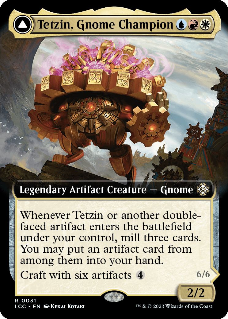 (英)【Foil】ノームの勇者、テジン / Tetzin, Gnome Champion - 黄金歯車の巨像 / The Golden-Gear Colossus ★拡張枠★ 【LCC】 No.031