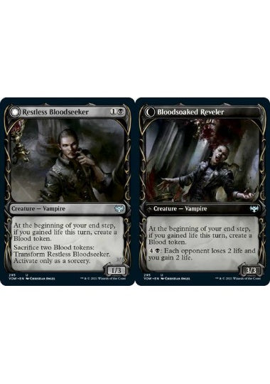 (英)【Foil】眠れぬ求血者 / Restless Bloodseeker - 血に染まりし歓楽者 / Bloodsoaked Reveler ★ショーケース枠★(牙・フレーム) 【VOW】 No.295