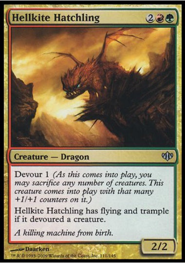 (英)【Foil】ヘルカイトの雛 / Hellkite Hatchling【CON】 No.111