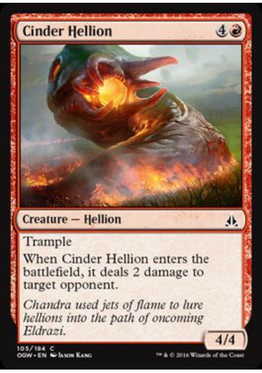 (英)【Foil】溶滓のへリオン / Cinder Hellion【OGW】 No.105