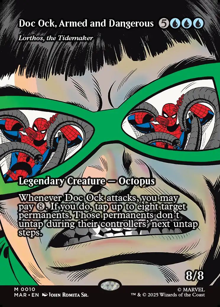 (英)危険なアーム持ち、ドク・オック / Doc Ock, Armed and Dangerous[潮汐を作るもの、ロートス / Lorthos, the Tidemaker] ★ボーダーレス★(「マーベル・マテリアル」カード) 【MAR】 No.010