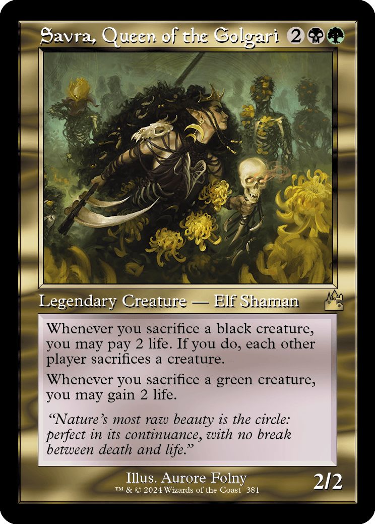 (英)【Foil】ゴルガリの女王、サヴラ / Savra, Queen of the Golgari ★ショーケース枠★(旧枠加工カード) 【RVR】 No.381