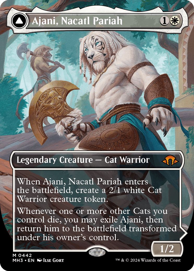 (英)【Foil】ナカティルの最下層民、アジャニ / Ajani, Nacatl Pariah - ナカティルの報復者、アジャニ / Ajani, Nacatl Avenger ★ボーダーレス★ 【MH3】 No.442