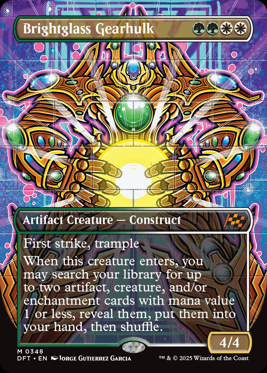 (英)【Foil】輝晶の機械巨人 / Brightglass Gearhulk ★ボーダーレス★(グラフィティ・ジャイアント) 【DFT】 No.348