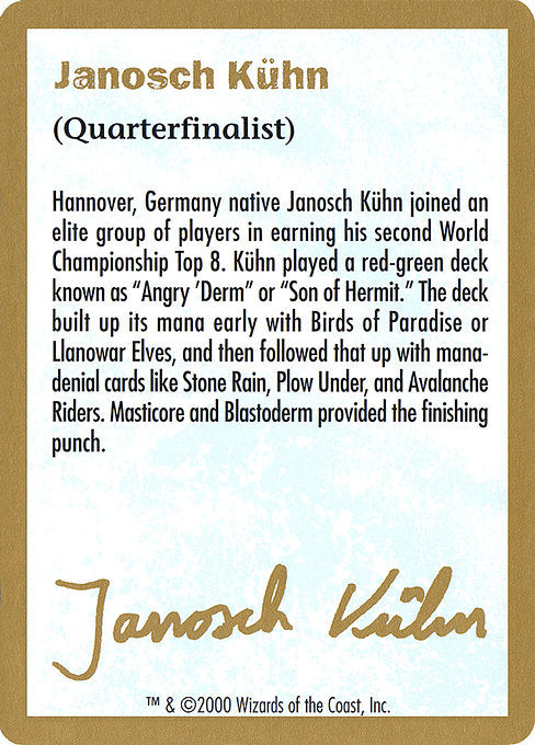(英)紹介カード Janosch Kuhn【WC00】 World Championship Decks 2000 Janosch Kuhn 金枠 No.112