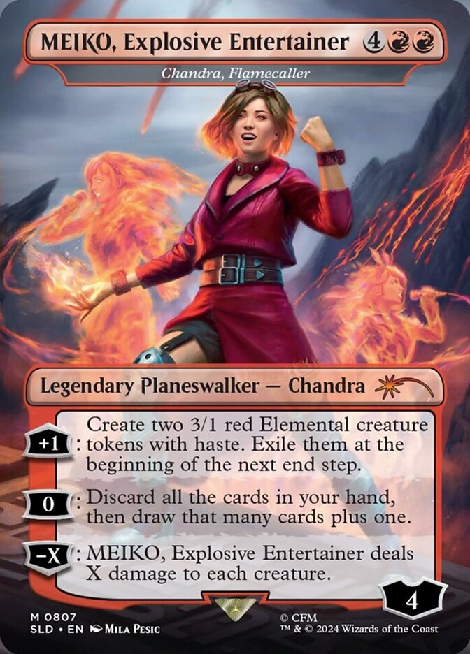 (英)爆発的エンターテイナー、MEIKO / MEIKO, Explosive Entertainer[炎呼び、チャンドラ / Chandra, Flamecaller]【SLD】 Secret Lair x Hatsune Miku: Electric Entourage EN No.807