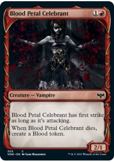 (英)【Foil】血花の祝賀者 / Blood Petal Celebrant ★ショーケース枠★(牙・フレーム) 【VOW】 No.303