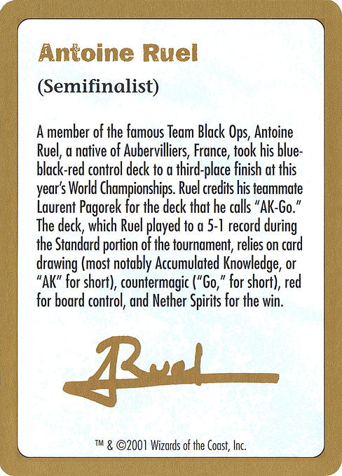 (英)紹介カード Antoine Ruel【WC01】 World Championship Decks 2001 Antoine Ruel 金枠 No.133