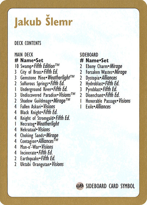 (英)デッキリスト Jakub Slemr【WC97】 World Championship Decks 1997 Jakub Slemr 金枠 No.123