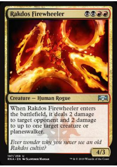 (英)【Foil】ラクドスの火輪使い / Rakdos Firewheeler【RNA】 No.197