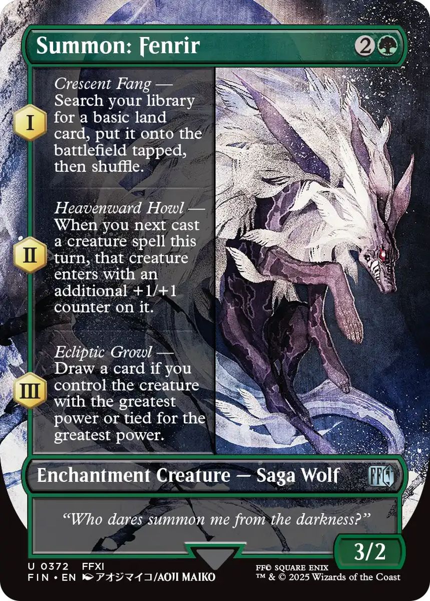 (英)【Foil】召喚：フェンリル / Summon: Fenrir ★ボーダーレス★(木版画) 【FIN】 No.372