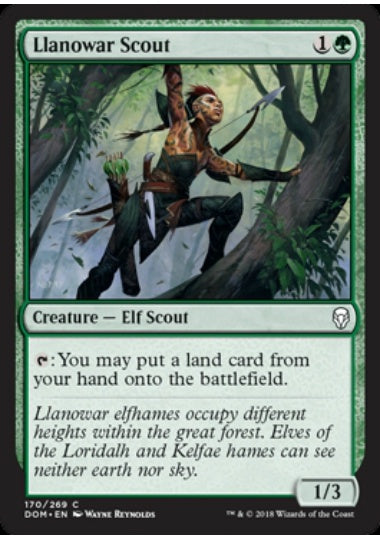 (英)【Foil】ラノワールの斥候 / Llanowar Scout【DOM】 No.170
