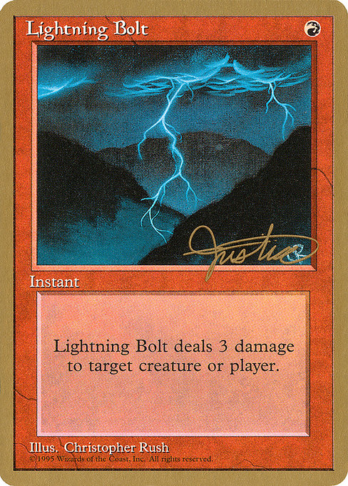 (英)稲妻 / Lightning Bolt【PTC】 ProTour NewYork Decks 1996 Mark Justice 金枠 No.131