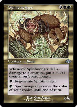 (英)【Foil】魂売り / Spiritmonger ★ショーケース枠★(旧枠加工カード) 【DMR】 No.370