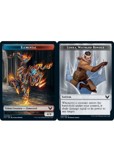 (英)【Foil】エレメンタルトークン / Elemental TokenNo.002 - 紋章 - むら気な眷者、ルーカ / Emblem - Lukka, Wayward Bonder【STX-TOKEN】 No.008