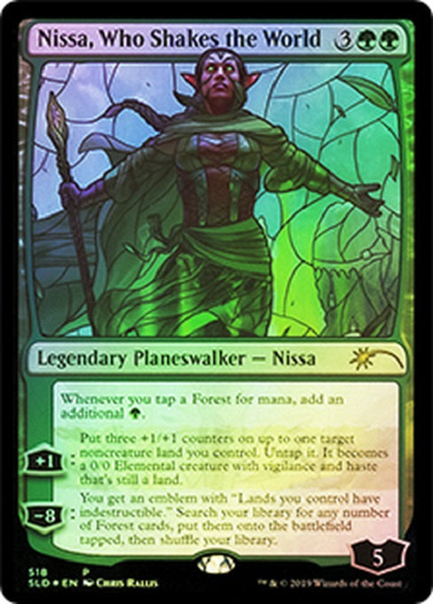 (英)【Foil】世界を揺るがす者、ニッサ / Nissa, Who Shakes the World【SLD】Stained-Glass Planeswalkers No.518