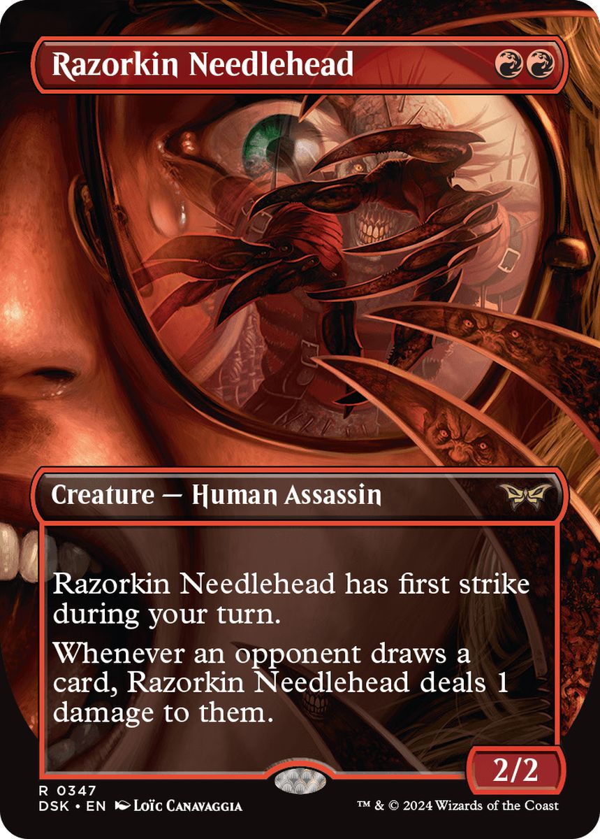 (英)【Foil】剃刀族の棘頭 / Razorkin Needlehead ★ボーダーレス★(鏡の怪物) 【DSK】 No.347