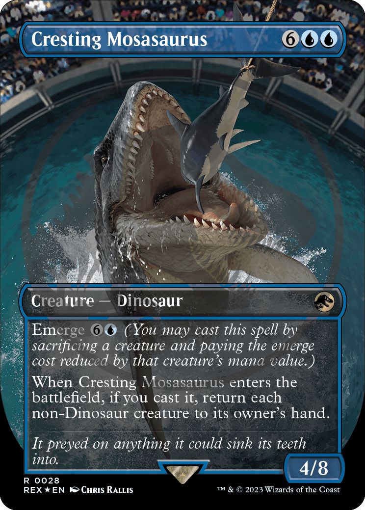 (英)【Foil】高揚するモササウルス / Cresting Mosasaurus ★ボーダーレス★(「ジュラシック・ワールド」コレクション) 【REX】ロゴ入り版 No.028