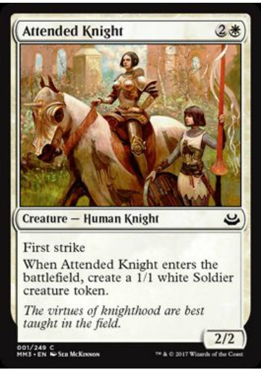 (英)【Foil】従者つきの騎士 / Attended Knight【MM3】 No.001