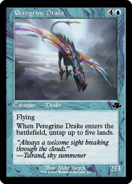 (英)【Foil】流浪のドレイク / Peregrine Drake ★ショーケース枠★(旧枠加工カード) 【DMR】 No.292