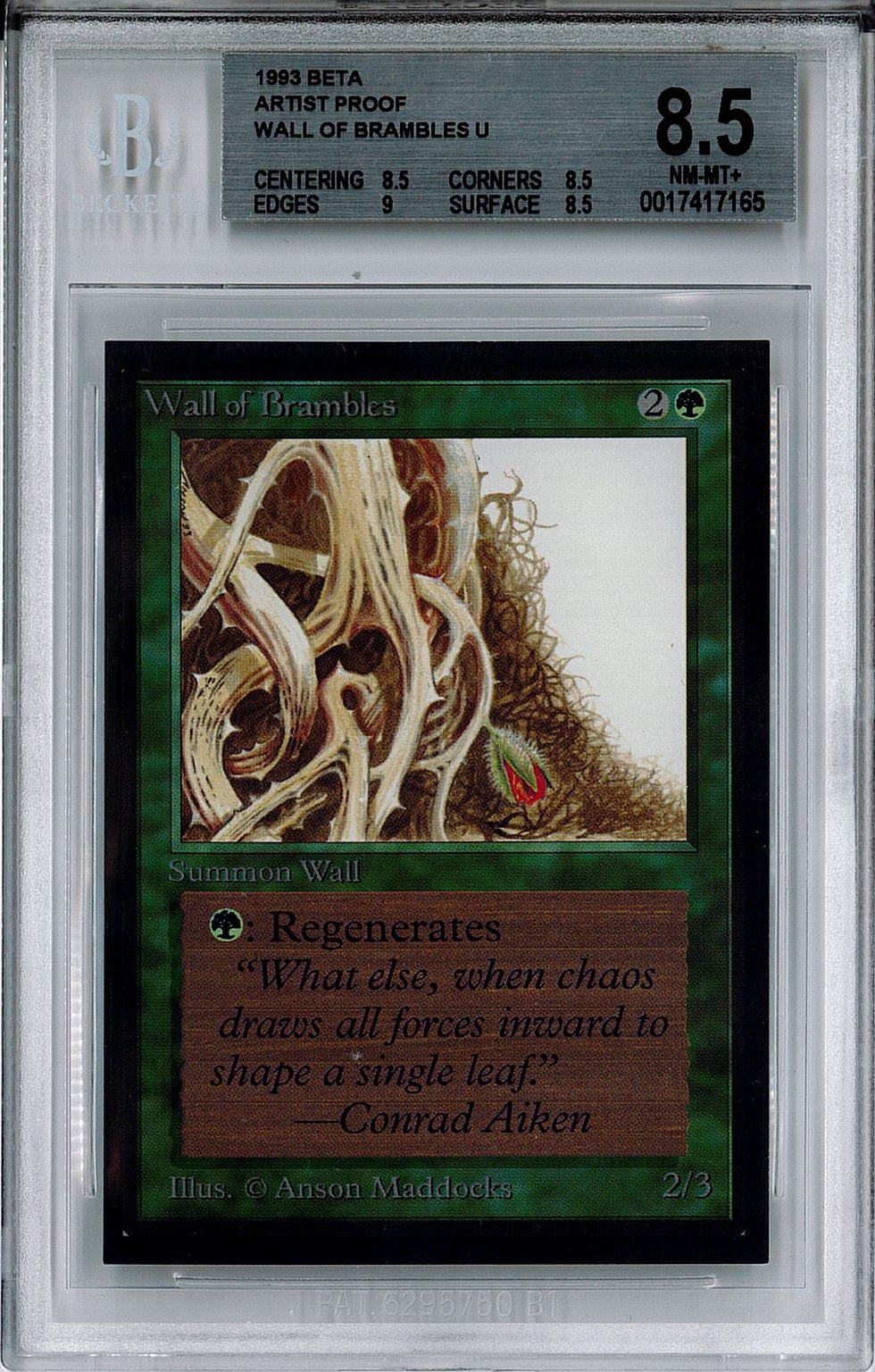 [鑑定品](英)茨の壁 / Wall of Brambles【BETA】 No.224 BGS8.5 ID:0017417165 アーティストプルーフ ※トーナメントで使用することはできません。 [委託販売品]